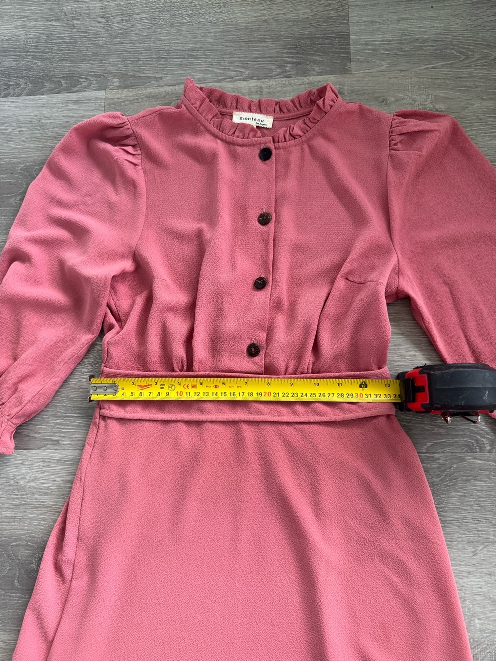 Monteau Rose-Pink Ruffle-Neck Midi Dress - Picture 7 of 10